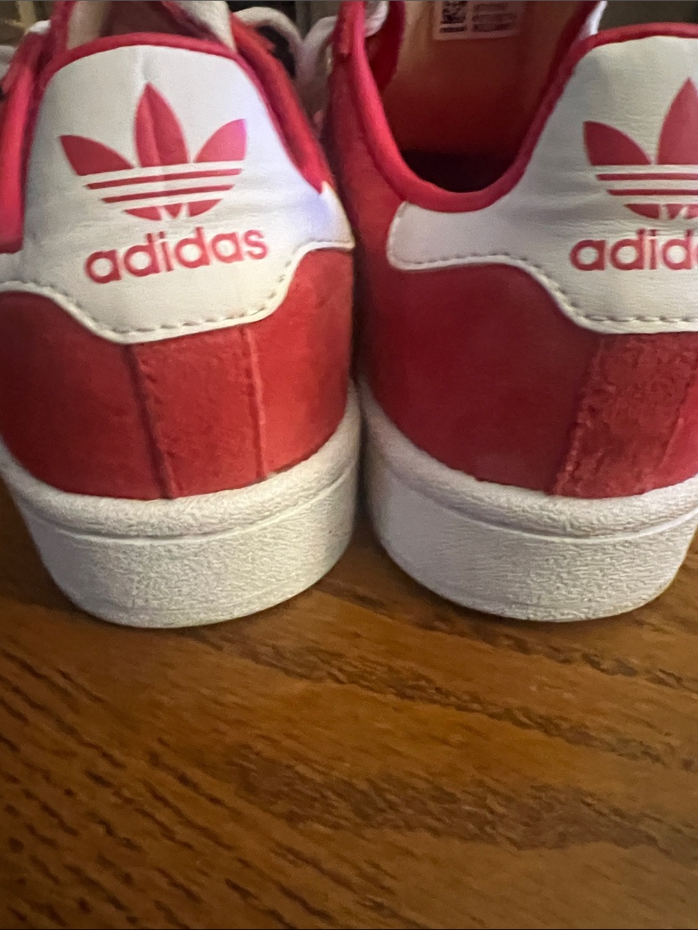 adidas Red Suede Sneakers with White Stripes - Picture 5 of 5